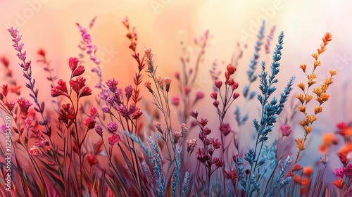 Vibrant Wildflowers at Sunset A Colorful Meadow Scene