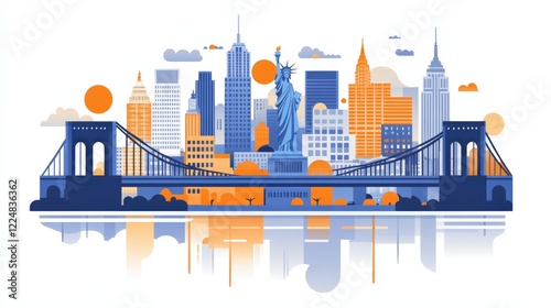 Abstract digital illustration of New York City skyline photo