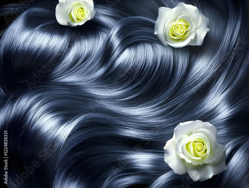 Dark Wavy Hair Flows Gracef...