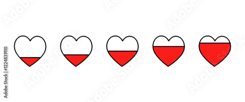 Pixel hearts set. Pixel art heart. Vector 8 bit heart icon