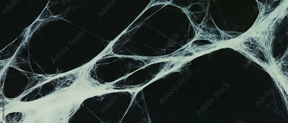 Spider web texture with aged appearance and weathered threads on black background Spider web texture with aged appearance and weathered threads on black background