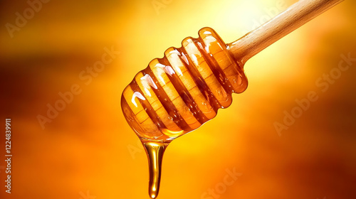 Honey dripping from wooden ...