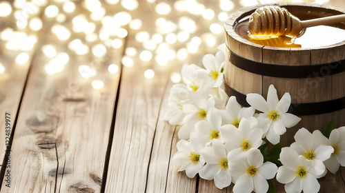 Honey in a Wooden Bucket wi...
