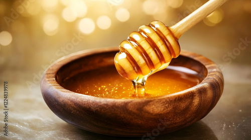 Honey dripping from wooden ...