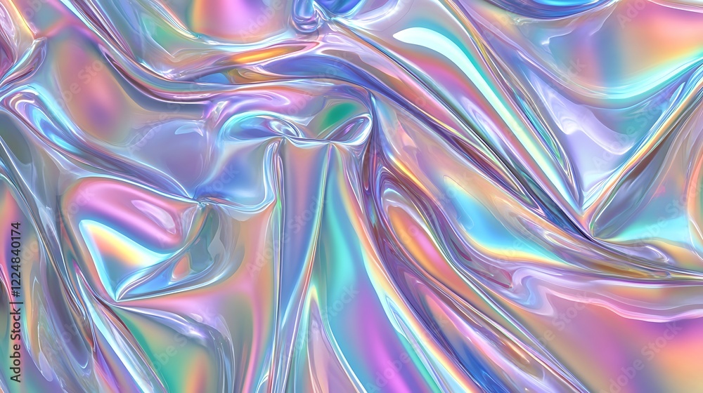 Fototapeta premium Iridescent Liquid Draped Fabric Abstract Texture