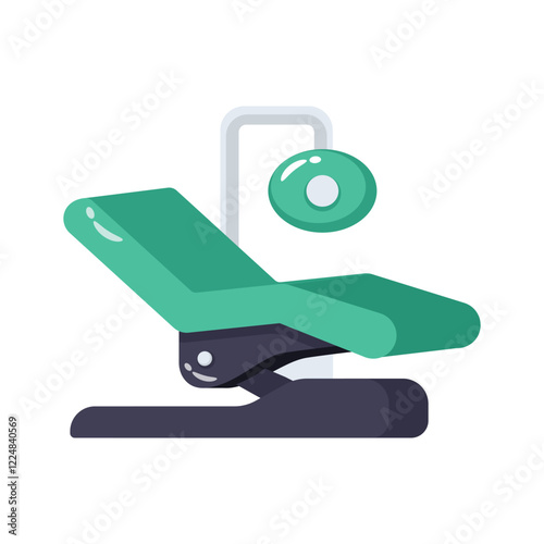 A modern icon of a dental chair used for patient oral care treatments.