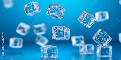 Ice Cubes Fall Elegantly Ag...
