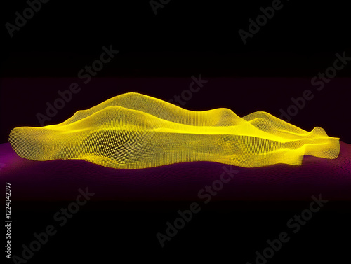 Abstract Yellow Wavy Grid S...