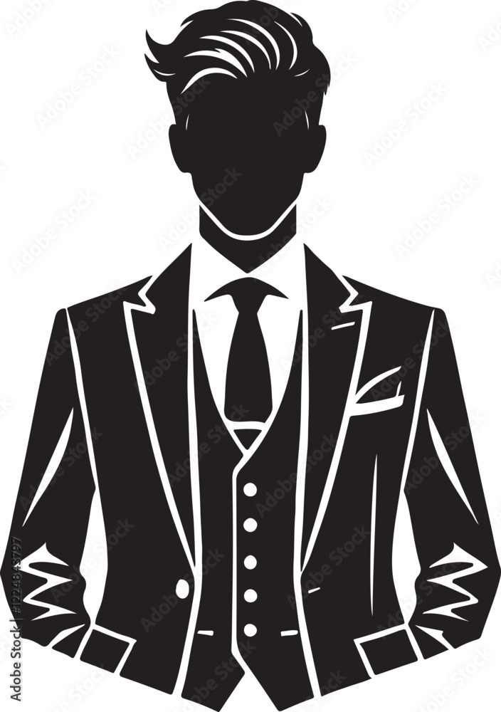 man suit with silhouette design image victor style with the white background. man suit with silhouette design image victor style with the white background.