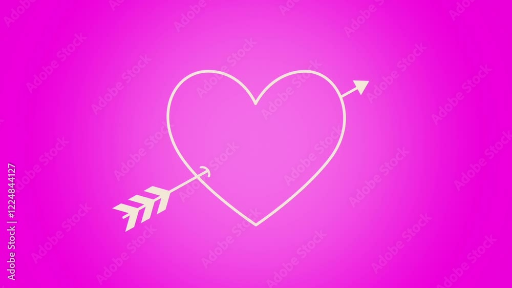 Romantic heart with arrow on pink animated Valentine's Day background for love and festive visuals Romantic heart with arrow on pink animated Valentine's Day background for love and festive visuals