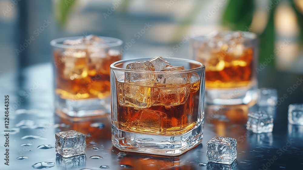 Whiskey sour cocktail with a slice of orange and ice, a classic alcoholic drink Whiskey sour cocktail with a slice of orange and ice, a classic alcoholic drink