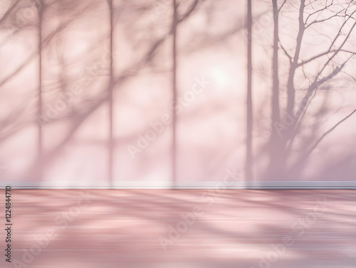 Empty Room with Pink Wall a...