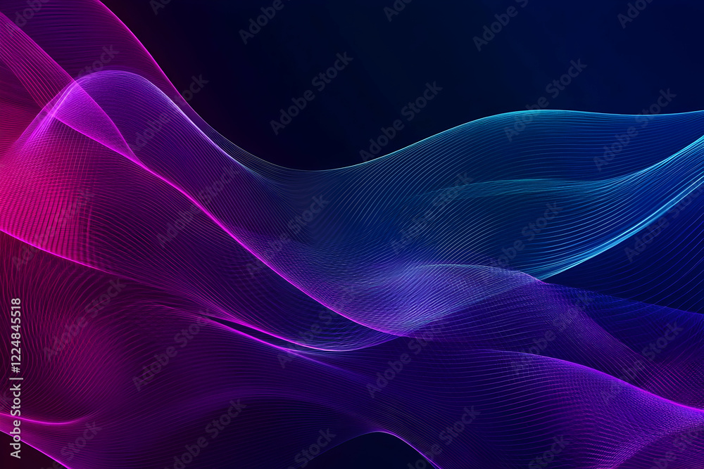 Fototapeta premium Abstract Background with Flowing Purple and Blue Lines on Dark Backdrop