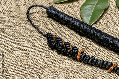 Black Braided Cord with Bea...