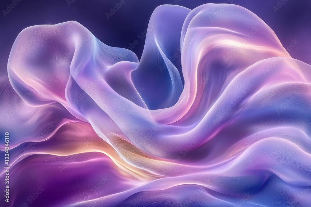 Fototapeta premium Abstract swirling fabric, luminous purple and blue hues.