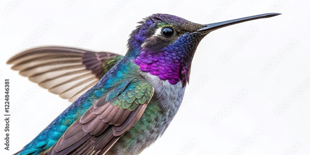 Fototapeta premium Nighttime Watercolor Hummingbirds: Exotic Birds on White Background