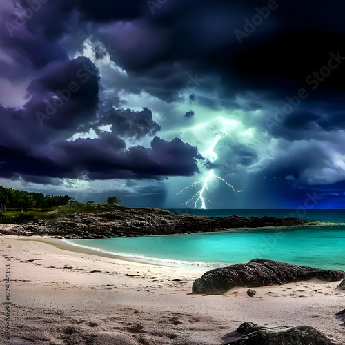 Lightning Strikes Over a Tr...