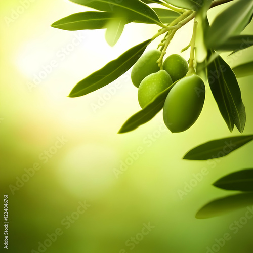 Green Olives Hang from a Br...