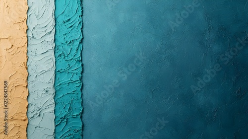 Aerial beach view, sand meets ocean, turquoise water, teal shades, abstract coastline, textured surface, minimalist composition, drone photography, high contrast, natural patterns, geometric shapes