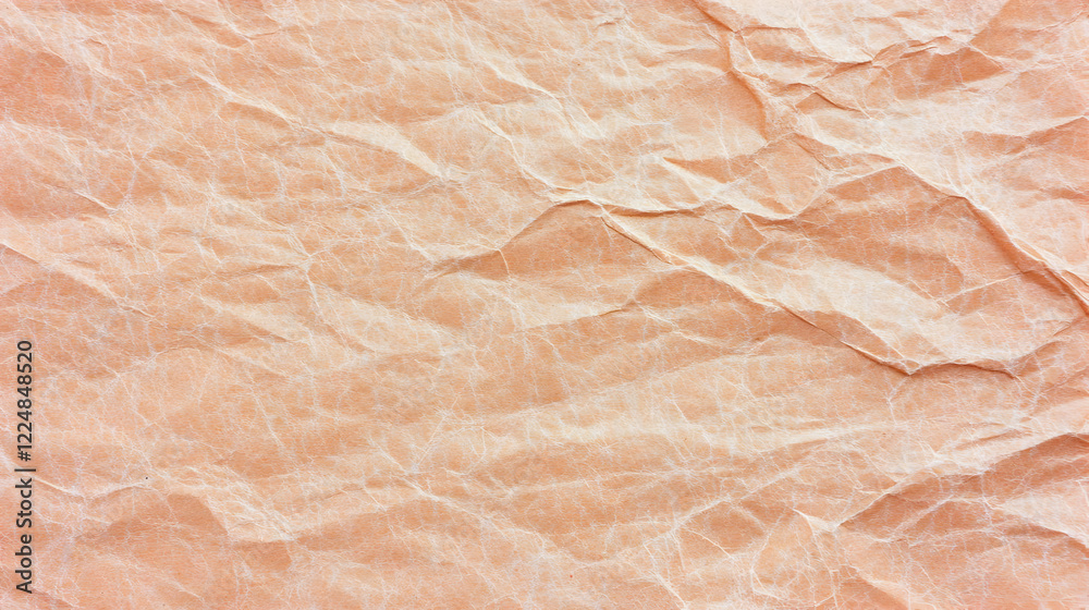 Fototapeta premium Crumpled Light Brown Paper Texture Forms Abstract Background with Wrinkles and Creases