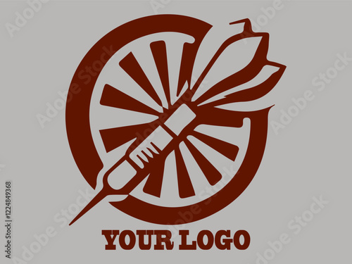 Brown dartboard with arrows on target. This dartboard vector illustration features a minimalist design symbolizing precision and achieving targets dart sketches  an artistic touch