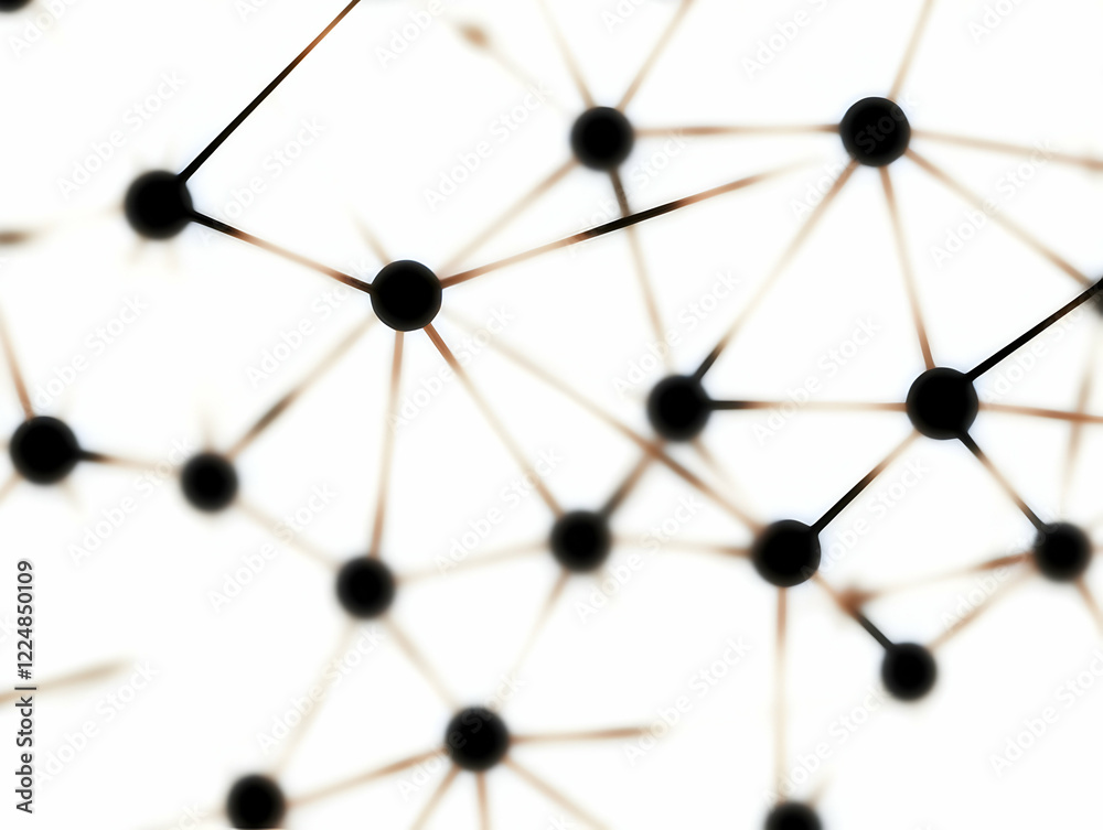 Abstract 3D Render of Interconnected Nodes Forms a Complex Network Structure on White Background. Abstract 3D Render of Interconnected Nodes Forms a Complex Network Structure on White Background.