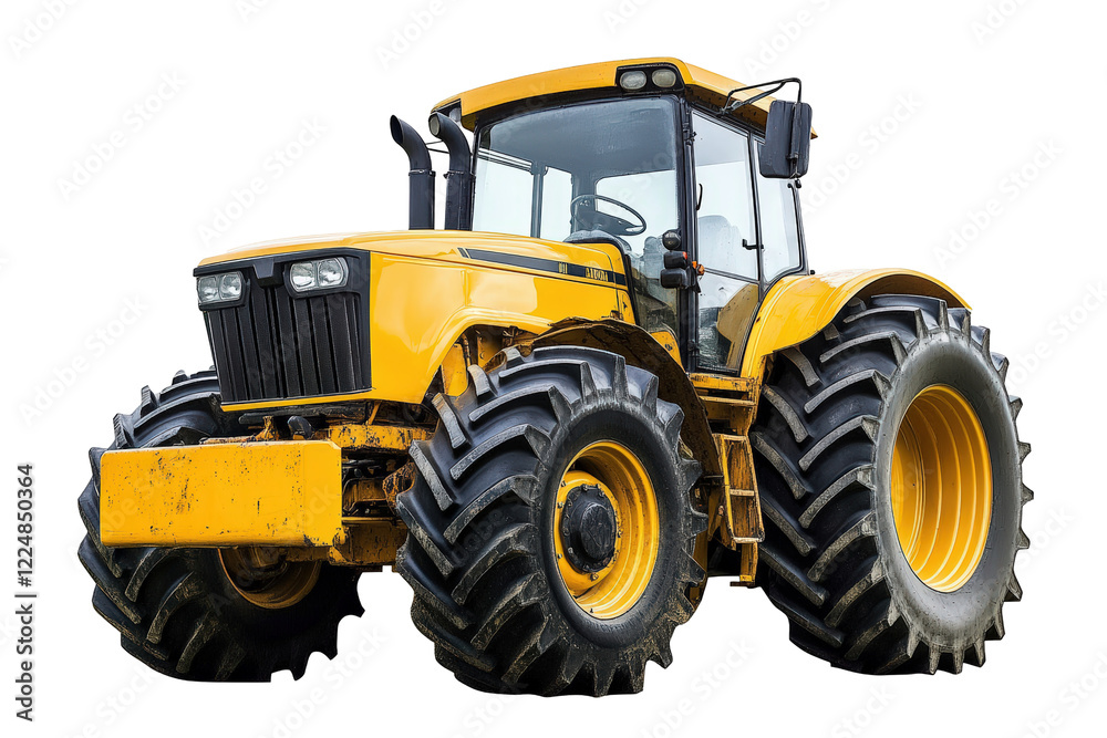 Isolated Yellow Agricultural Tractor with Large Treads Isolated Yellow Agricultural Tractor with Large Treads