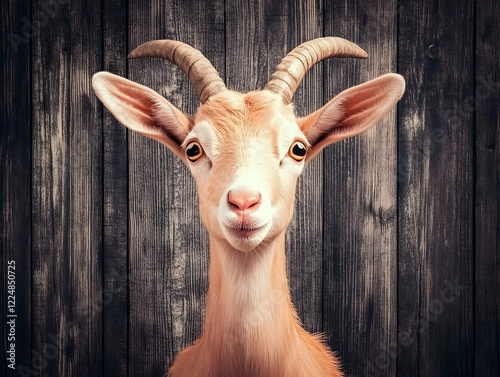 Portrait of a Goat with Hor...