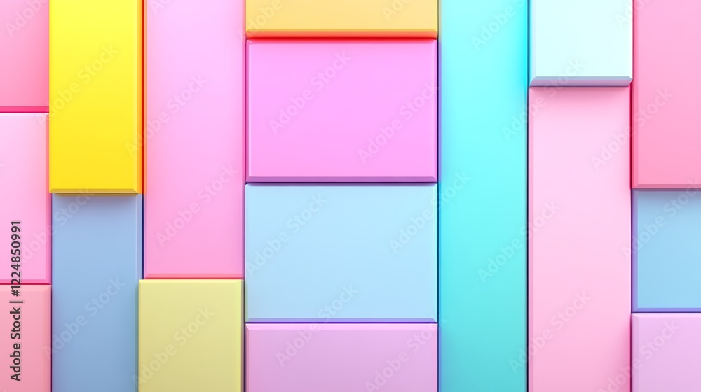 Colorful Geometric Shapes with Pastel Tones in Abstract Arrangement for Modern Background or Wallpaper Colorful Geometric Shapes with Pastel Tones in Abstract Arrangement for Modern Background or Wallpaper