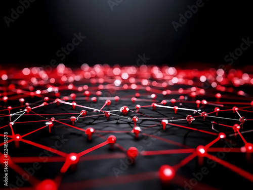 Red Network Nodes Connect A...