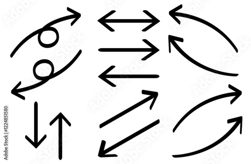 ペンで書いた手描き風の矢印セット
