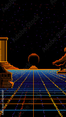 Pixel Art Depicts a Futuris...