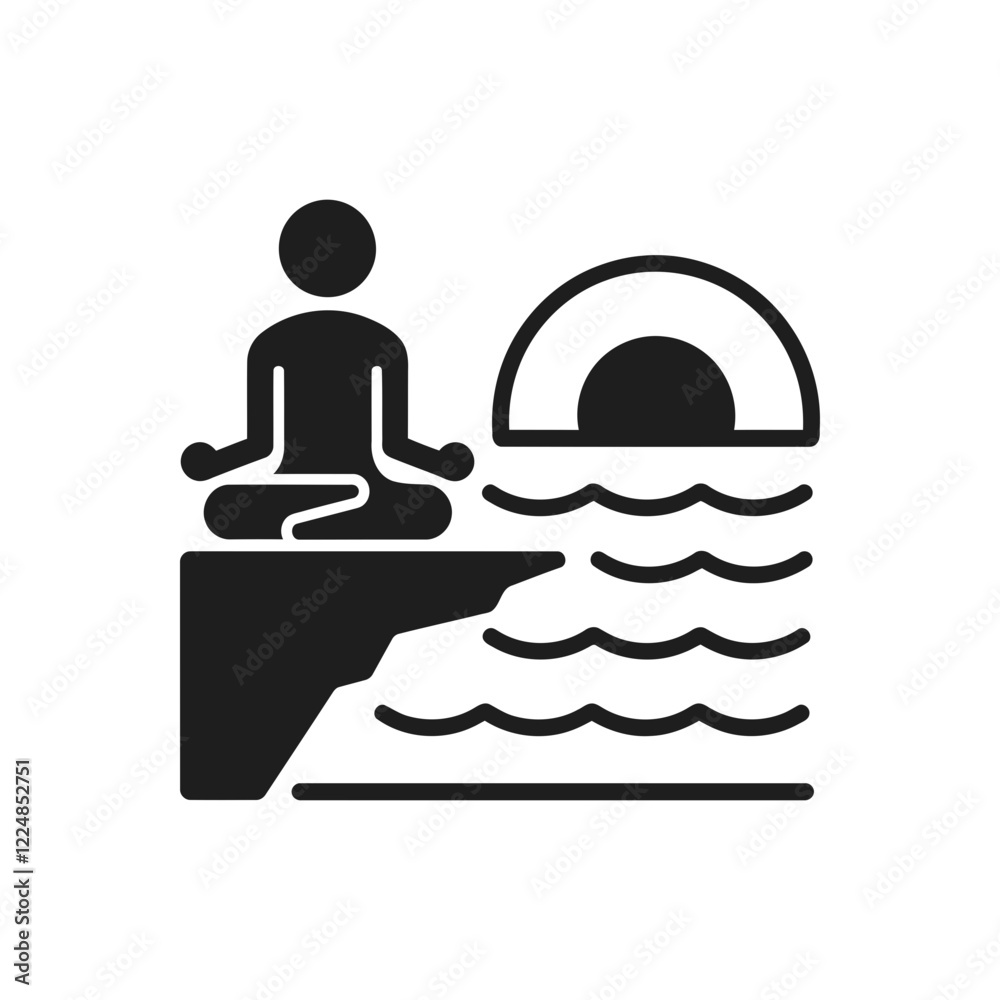 Fototapeta premium Sunrise Ocean Meditation Peace Icon
