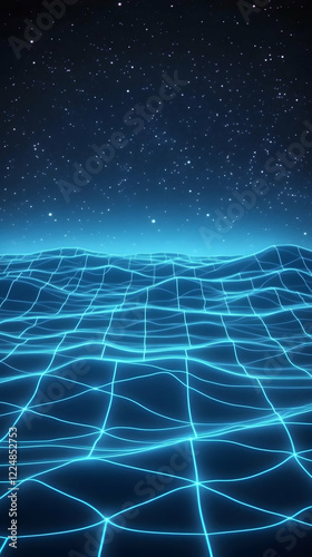 Abstract blue grid landscap...