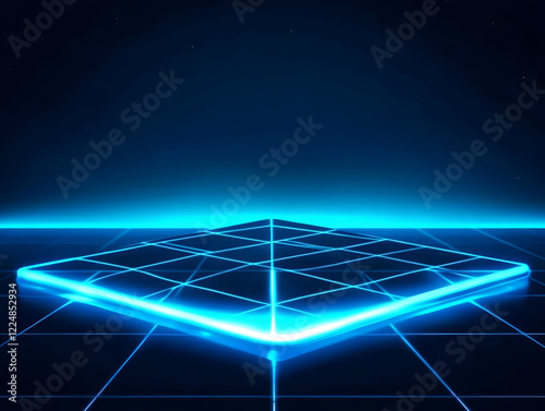 Glowing blue square platfor...