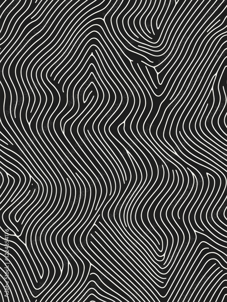 Fototapeta premium Abstract black and white swirling lines, organic pattern.