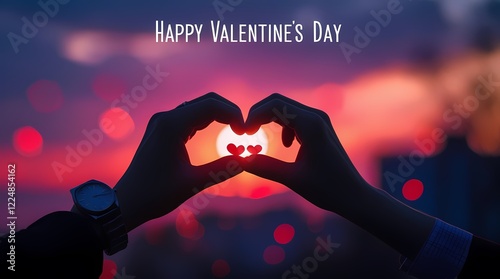 A Couple Holding Hands silhouette, on Valentine's Day