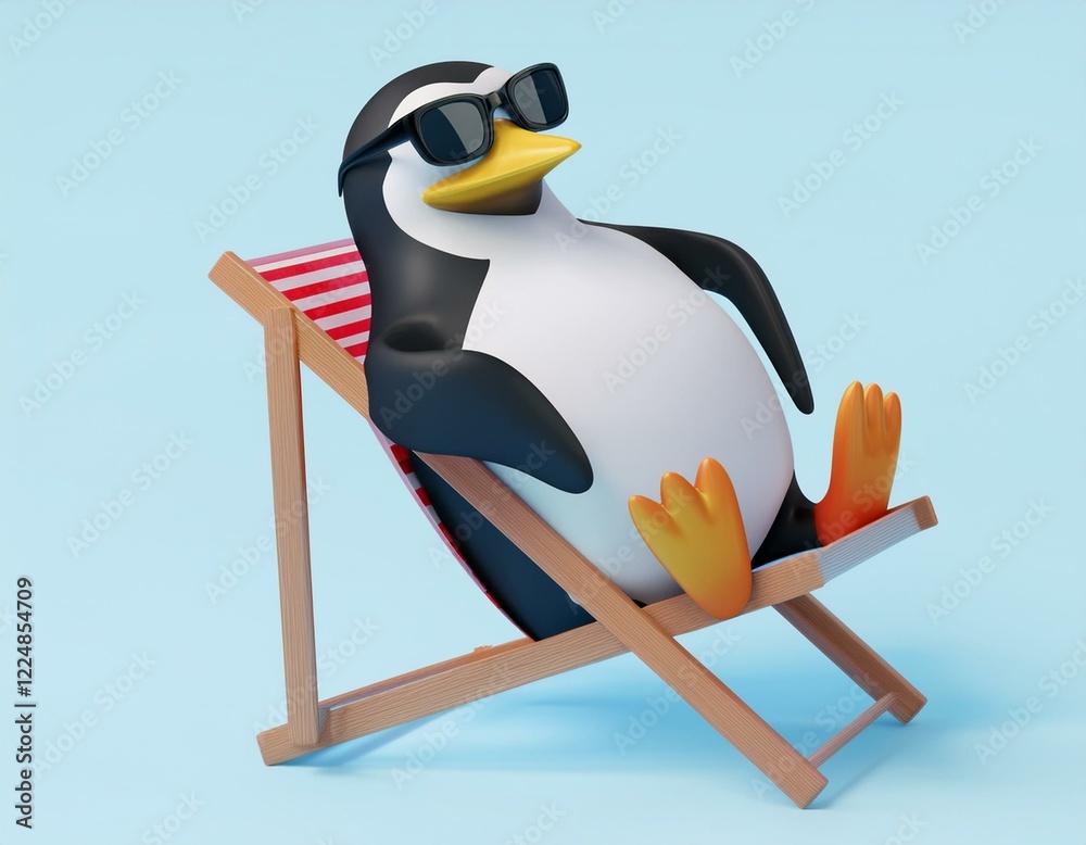 Obraz premium サングラスをかけて夏を楽しむペンギン