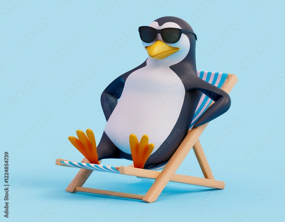 Obraz premium サングラスをかけて夏を楽しむペンギン