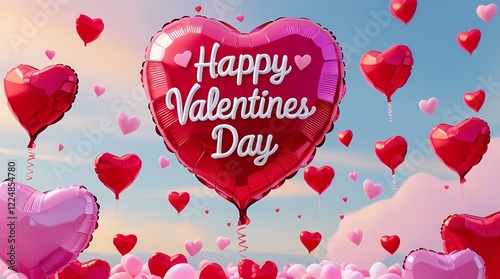 Happy Valentine's Day Banner 3D for greeting cards