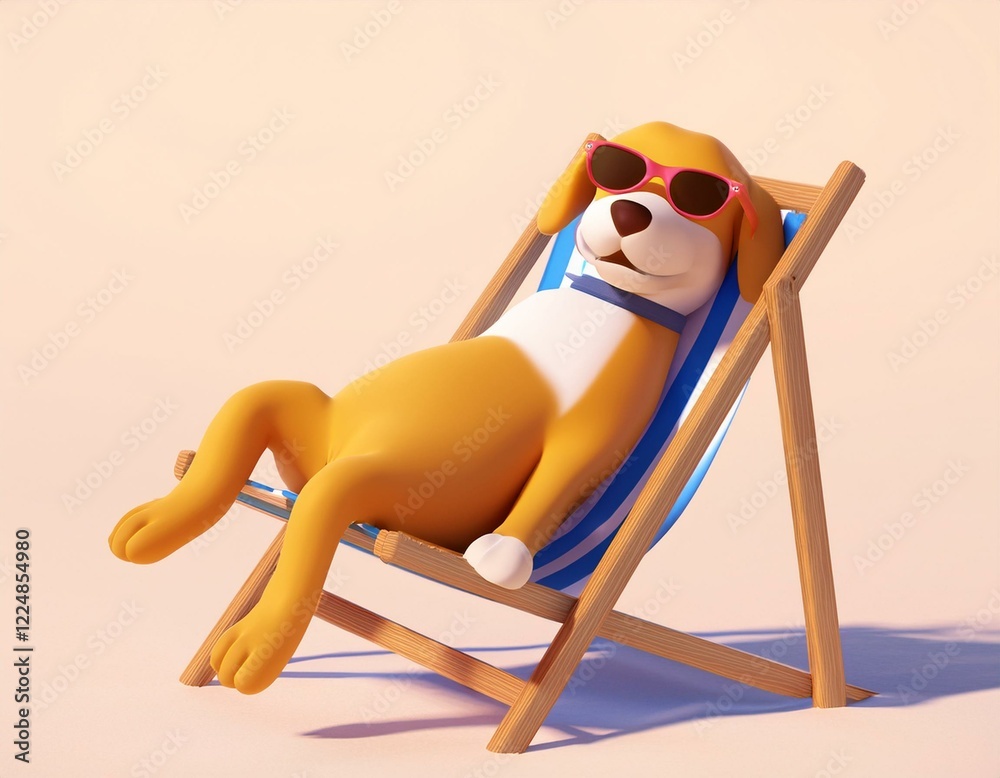夏のバカンスを楽しむ犬