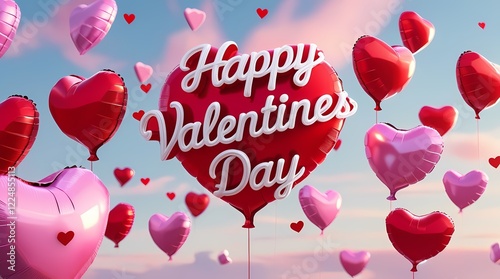 Happy Valentine's Day Banner 3D for greeting cards