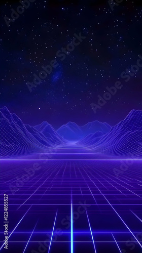 Retro Synthwave Grid Landsc...