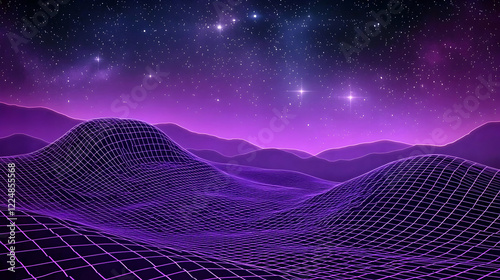Purple Wireframe Landscape ...
