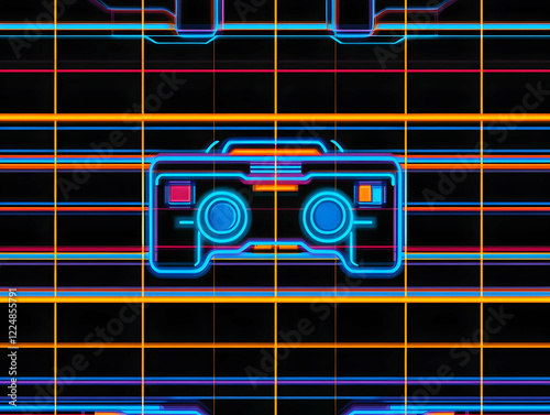 Neon Gamepad Icon on Colorf...