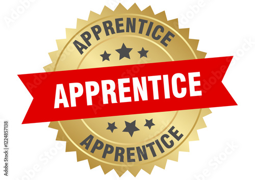 apprentice. apprentice round red and gold label isolated on transparent background
