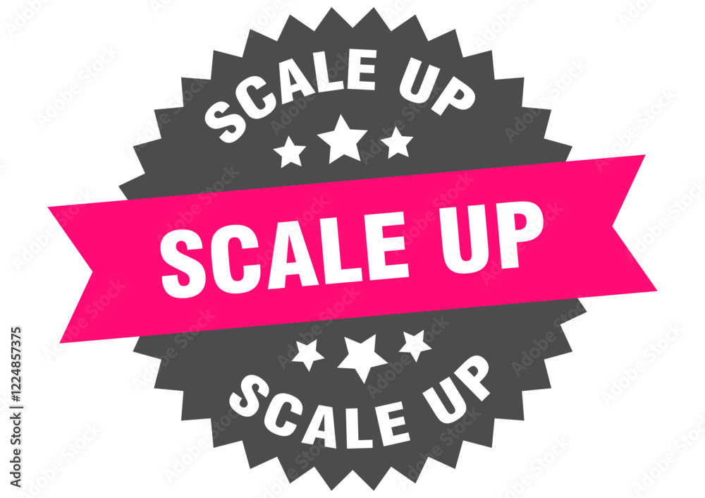 Fototapeta premium scale up. scale up round pink label isolated on transparent background