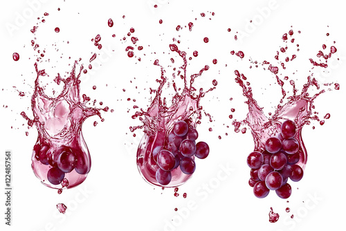 Red Grapes Splashing with J...