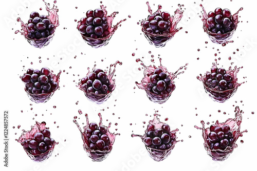 Ripe Red Grapes Splashing i...