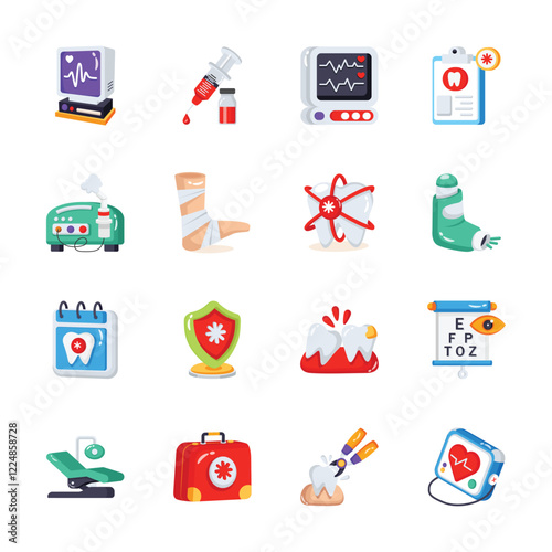 Grab this amazing medical and healthcare icons set in modern style